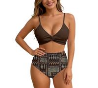 Maillot De Bain Femme 2 Pieces Maillot de Bain Deux pièces Tankini avec Soutien-Gorge Push-up et Culotte Haute pour Une élégance Estivale (Coffee, M)