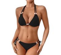 Maillot De Bain Femme 2 PièCes Pieces Taille Haute Women's Beach Vacation Sexy Pearl Two Piece Swimsuit with Breast and No Bracket Maillot De Bain Femme 2 PièCes Bikini Sexy (Black, M)