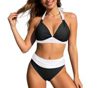 Maillot de Bain Femme 2 PièCes Push Up Ensembles Bikini Set Col V Swimwear Culotte Taille Haute Croiser Le Dos Beachwear De Plage ÉTé Le Dos Beachwear De Plage ÉTé Pool Holiday