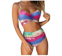 Maillot De Bain Femme 2 Pieces Push-Up Ensembles Deux PièCes Chic Taille Haute Bikini Set Col V ÉLéGant Beachwear Bikini De Plage Amincissante Maillots De Bain Swimwear ÉTé Plage Vacances