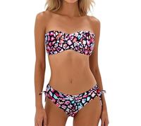 Maillot De Bain Femme 2 Pieces Push Up Rembourré Ventre Plat Sexy Halter Triangle Bikini Maillots Deux Pièce Swimsuit avec Pendentif Fleur