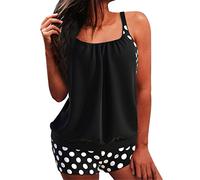 Maillot de Bain Femme 2 Pieces Sangle Spaghetti Tankinis Hauts avec Boxer Shorty Fluide Ensemble Maillots Deux Pièces Élégant Swimwear de Plage Tummy Control Swimsuits Beachwear