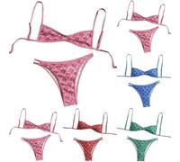 Maillot de Bain Femme 2 Pieces Sexy Brésilien Maillots Bikini Deux Pièces Triangle Bikini Taille Basse Maillot de Bain de Plage Réglable Ensemble Bikini Été Beachwear