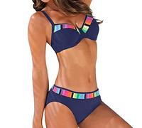 Maillot de Bain Femme 2 Pieces Shorty Bikini Femme 2 Pieces Bikini Push Up Femme Haut de Maillot de Bain Femme Forte Poitrine Maillot Taille Haute Femme Maillot Sexy Femme