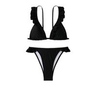 Maillot de Bain Femme 2 Pieces Shorty Maillot de Bain Deux pièces Style Bikini coréen à Volants pour Une élégance Pure et désirée, idéal pour la Plage et Les Bains Chauds.