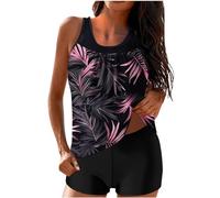 Maillot de Bain Femme 2 Pièces Shorty Tankini Dos Nu à Bretelle Grande Taille Push Up Bikini Rayures Maillots de Bain Fille Soldes Swimwear de Plage D'éTé Spaghetti Swimsuit Pas Cher