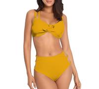 Maillot De Bain Femme 2 Pieces Shorty Tankini Womens High Waisted Bikini Set Tie Knot High Two Piece Swimsuits Bathing Suits Maillot De Bain Grain Sable Femme 2 Pieces Push up (Yellow, S)