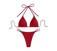 Maillot De Bain Femme 2 Pieces String Tanga Brésilien Sexy G-String Bikini Thong Brassiere Et Slip Bretelles Réglables Costume Triangle De Bain Set De Bikini Swimwear