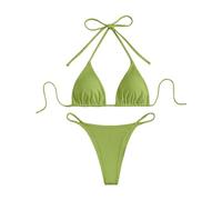 Maillot De Bain Femme 2 Pieces String Tanga Brésilien Sexy G-String Bikini Thong Brassiere Et Slip Bretelles Réglables Costume Triangle De Bain Set De Bikini Swimwear