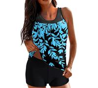 Maillot De Bain Femme 2 Pieces Taille Haute Grande Taille Push Up Trikini Femme Classique Gainant Bralette Natation Monokini Raye Piscine A Volant Tankini Hawaii Bas