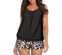 Maillot de Bain Femme 2 Pieces Taille Haute Retro Women's Spring Summer Solid Color Camisole Split Sleeveless Bikini Set with Breast Topper Màillot de Bain Femme Maillot E (Black L)