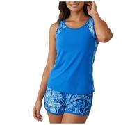 Maillot De Bain Femme 2 Pièces Tankini Shorty Été Ensemble Natation Haut sans Manches Imprimé Floral Bikini Couvrant Amincissant Ventre Plat Sport Aquatique Plage Vacances Surf Piscine Grande Taille