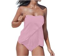 Maillot de Bain Femme 2 Pièces Tankinis Couleur Unie Sexy Élégant Maillots de Bain sans Bretelles Amincissant Hors des épaules Swimsuit Décontracté Ample Robe de Plage Swimwear pour Natation Piscine