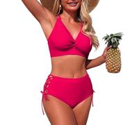 Maillot De Bain Femme 2 Pieces Vert Taille Haute Maillots Deux Pièces Short Long Micro Bikini Sexy Bleu Brassière String Bustier Grande Triangle Ensemble Shorty Bandeau Pole Dance Tankini Swimdress