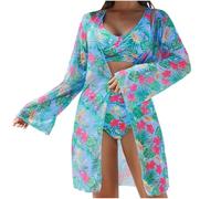 Maillot De Bain Femme 3 PièCes Imprimé avec Bikini Shorty Veste Taille Haute Bikinis Sexy Push Up Anti-UV SéChage Rapide Bikini Vêtements Soldes Swimwear de Plage Beachwear Pas Cher