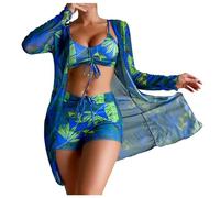 Maillot de Bain Femme 3 Pieces Sexy Push Up Ensembles Bikini Set Rembourré Réglable Triangle Maillots de Bain Imprimé Gainant Ventre Plat Elégant Grande Taille Plage Swimwear Pas Cher