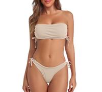 Maillot de Bain Femme Cordon Tankini 2 Pièces Ajustable Froncé Bikini Push Up Rembourré Culotte Taille Haute Gainant Ventre Plat Set Natation Plage Été Grande Taille Silhouette