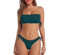 Maillot de Bain Femme Cordon Tankini 2 Pièces Ajustable Froncé Bikini Push Up Rembourré Culotte Taille Haute Gainant Ventre Plat Set Natation Plage Été Grande Taille Silhouette