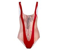 Maillot De Bain Femme Drole,Femmes One Piece 3D De Faux Maillot De Bain Bikini Chest Cheveux Imprimer Maillots De Bain Drôles,Maillot de Bain Femme 1 Piece