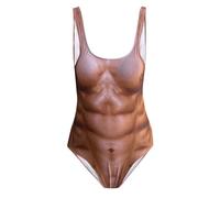 Maillot De Bain Femme Drole,Maillots de Bain Une Pièce pour Femme Impression 3D Faux Sein Poilu Drôle Coupe Haute Sexy Maillots de Bain Contrôle du Ventre Maillots de Bain Eté Casual Plage Bodysuits
