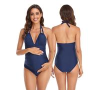 Maillot De Bain Femme Enceinte Maillot De Bain Grossesse Cache Ventre Ronde Jupette Une Pièce 1 Taille Haute Robe Maternité Natation Curvy Ensemble Grande Tropical Short Vetement XL Haut Noir sans