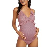 Maillot De Bain Femme Enceinte Maillot De Bain Maternité Jupe Shorty Post Accouchement 1 Pièce Piscine Une Tankini Grande Taille Jupette Combishort Grossesse Découpe Push Up Oversize Ensemble
