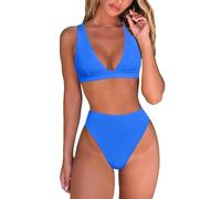 Maillot De Bain Femme Ensemble Plage 2 Pièces Bikini Triangle Et Shorty Matière Douce Respirante Vacances Été Pratique Séchage Ultra Rapide Confort Absolu Style Rétro Élégant Nœud Réglable Taille