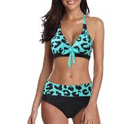Maillot De Bain Femme Ensemble Tankini Nouveau Maillot De Bain Imprimé Bikini Triangle avec Découpe Élégante pour Femme Micro Bikini Ultra Sexy Micro (Blue-1, XXL)