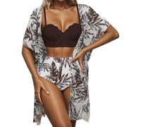 Maillot de Bain Femme Maillot de Bain Amincissant pour île Tropicale, Bikini Trois pièces à imprimé Floral et Feuilles, Tankini pour Femme