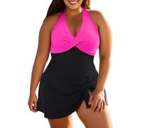 Maillot De Bain Femme Maillot De Bain Grande Taille Vintage Robe Mayo sans Complexe Push Up Blanc Boxer Curvy Short Ventre Plat Dos Nu Gainant 3XL 2 Pièces Modest Swimwear 1 Pièce Shorty Piscine