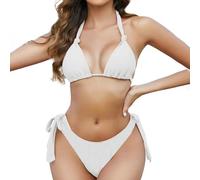 Màillot de Bain Femme Maillot de Bain Vintage New Bikini Women's Two Piece Swimsuit Solid Color Three Point European and American Sexy Maillot Rembourré Bikini Bandeau Femme (White M)