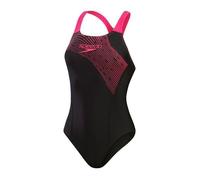 Maillot De Bain Femme Speedo Medley Logo 1 Pièce - Noir/Rose Electrique - Dos Ouvert - Tissu Stretch 34