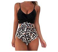 Maillot De Bain Femme Une Pièce Froncé Push Up avec Coque Monokini Femme Retro Natation Amincissant Ventre Plat Tankini Rayure Col en V Grande Taille Sexy Swimsuit