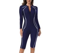 Maillot de Bain Femme Une Pièce Manches Longues Anti-UV Zip Avant Sexy Combinaison de Surf Rash Guard pour Natation Plongée Piscine et Plage Élégant Maillots de Sport Push Up Séchage Rapide