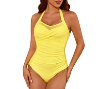 Maillot de Bain Femme Une Pieces Col en V Profond Gainant Ventre Plat Maillots de Bain Sexy Taille Haute Push Up Swimsuit Style Sexy et Élégant pour Plage et Natation Grande Taille Piscine de Plage