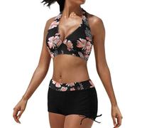 Maillot de Bain Femmes 2 Pièces avec Armature Grande Taille Bikini Sexy Bresilien Push Up Tanga Culotte Short Trikini Tankini Maillot de Bain Natation Femmes Deux Pièces