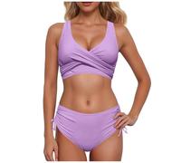 Maillot De Bain Femmes 2 Pieces Gainant Push Up Taille Haute Piscine Maille Elégant Amincissante Rembourré Monokini Bikini Tankini Haut Tankinis Swimsuit Deux Pièce Amaincissant Beachwear
