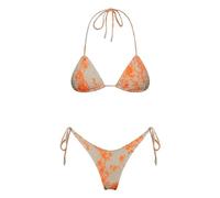Maillot de Bain Femmes 2 Pieces Push Up Col V Bikini Deux Pièces Bas en Maille Taille Haute Contrôle Abdominal Swimsuit Vacances Plage