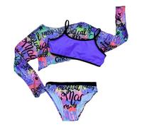 Maillot De Bain Fille 10 Ans 2 Pieces Bikini - Maillots De Bain 3 Pièces pour Bébé Fille en Bas Âge Imprimé Feuilles Vertes Bikini Maillot De Bain Slip De Maillots De Bain Plage (Purple 4-5 Years)