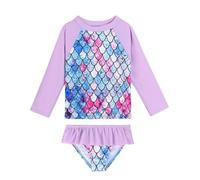 Maillot De Bain Fille 10 Ans-Maillot de Bain 2 pièces pour Fille- Ensemble Bikini Taille Haute avec Cache-Maillot (Light Purple- 110=XL)