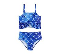 Maillot de Bain Fille 12 Ans - Maillot de Bain Deux pièces pour Filles Style Princesse avec Motif écailles et dégradé de Couleurs Tendance