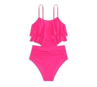 Maillot De Bain Fille 14 Ans 2 Pieces Bikini - Maillot De Bain Deux Pièces pour Filles Bikini Uni Tendance avec Dos À Volants Et Haut Tankini pour Adolescentes Et Jeunes Filles #317P