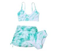 Maillot De Bain Fille 6 Ans 2 Pièces Bikini - Maillot De Bain Mignon À Fleuri pour Filles D'Été Imprimé Trois Maillots De Bain pour Filles (Green 140/M)