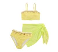 Maillot De Bain Fille 6 Ans,Maillot de Bain Deux pièces pour Filles, Haut Tankini et Short de Bain Unis pour Adolescentes et Jeunes Filles (Yellow, 8-9 Years)