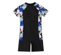 Maillot de Bain Fille 6 Ans Maillot de Bain pour Enfants, Nouvelle, Manches Courtes, Fermeture éclair, 1 pièce, Coins Plats, Grand Maillot de Bain pour Enfants