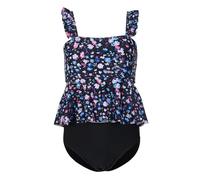 Maillot de Bain Fille 8-14 Ans 2 Pieces Plage Ensemble Bikini Enfant Fille Deux Pièces Debardeur Volant + Culotte Taille Haute Piscine Tankini Bretelles Fleuri Natation Sport (Marine, 10 Ans)
