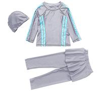 Maillot de bain fille bikini enfants maillots de bain filles maillots de bain conservateurs enfants musulmanes couverture complète filles maillot de bain d'été modéré vêtements bébé tante, gris, 5-6