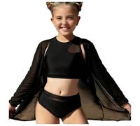 Maillot de Bain Fille Grande Taille, Maillot de Bain Deux pièces Tankini Taille Haute pour Adolescentes Bikini réglable avec Liens pour Jeunes Filles 3pièces