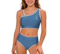 Maillot de Bain Fille, Maillot de Bain Deux pièces pour Adolescentes Bikini réglable avec Liens et Bas Doux pour activités Aquatiques Estivales