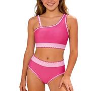 Maillot de Bain Fille, Maillot de Bain Deux pièces pour Adolescentes Bikini réglable avec Liens et Bas Doux pour activités Aquatiques Estivales